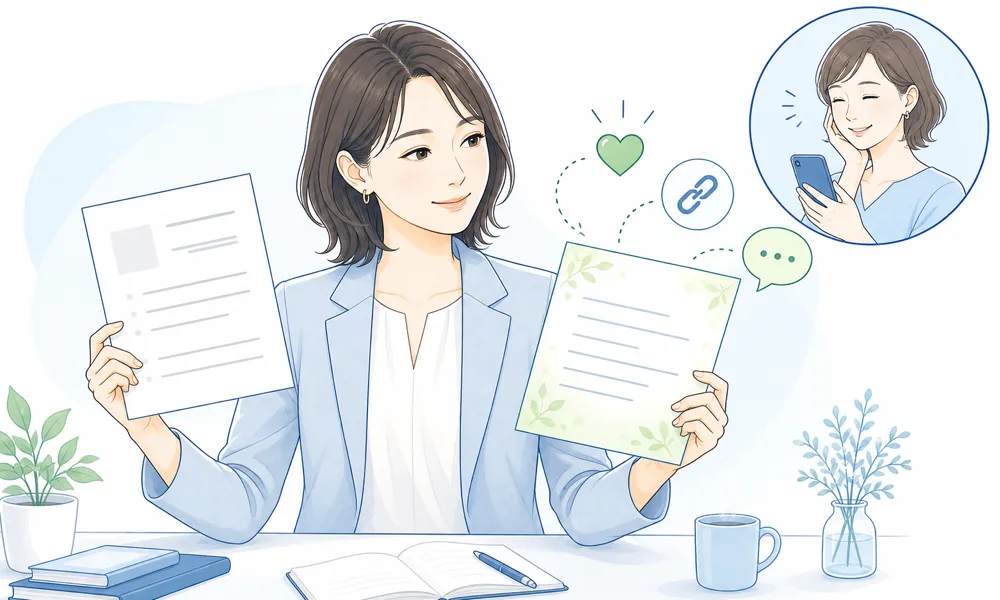 口コミ依頼文を場面や業種に合わせて使い分けるイメージ