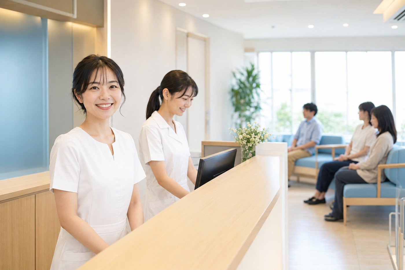 歯科医院の受付で予約カードを手渡すスタッフと患者の手元